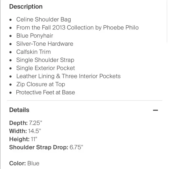 AUTHENTIC CELINE RARE NWT Medium Edge Satchel Blue Ponyhair & Black Leather - Picture 12 of 13